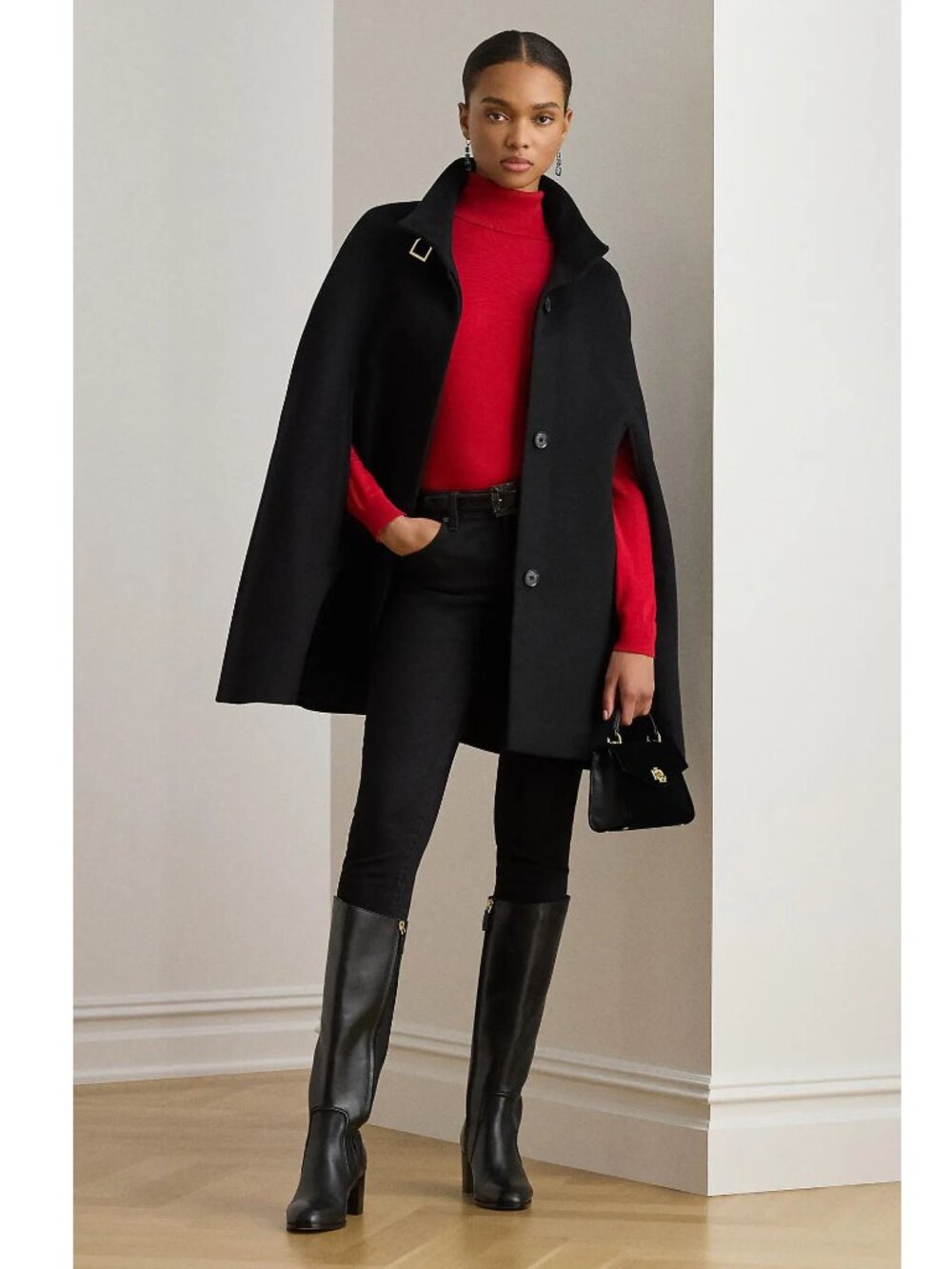 Lauren Ralph Lauren Wool Blend Cape Coat With Buckle